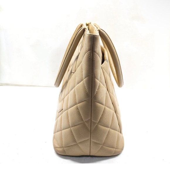 Chanel Tan Quilted caviar leather tote interlocking cc. 2003 - 2004 - Picture 4 of 16